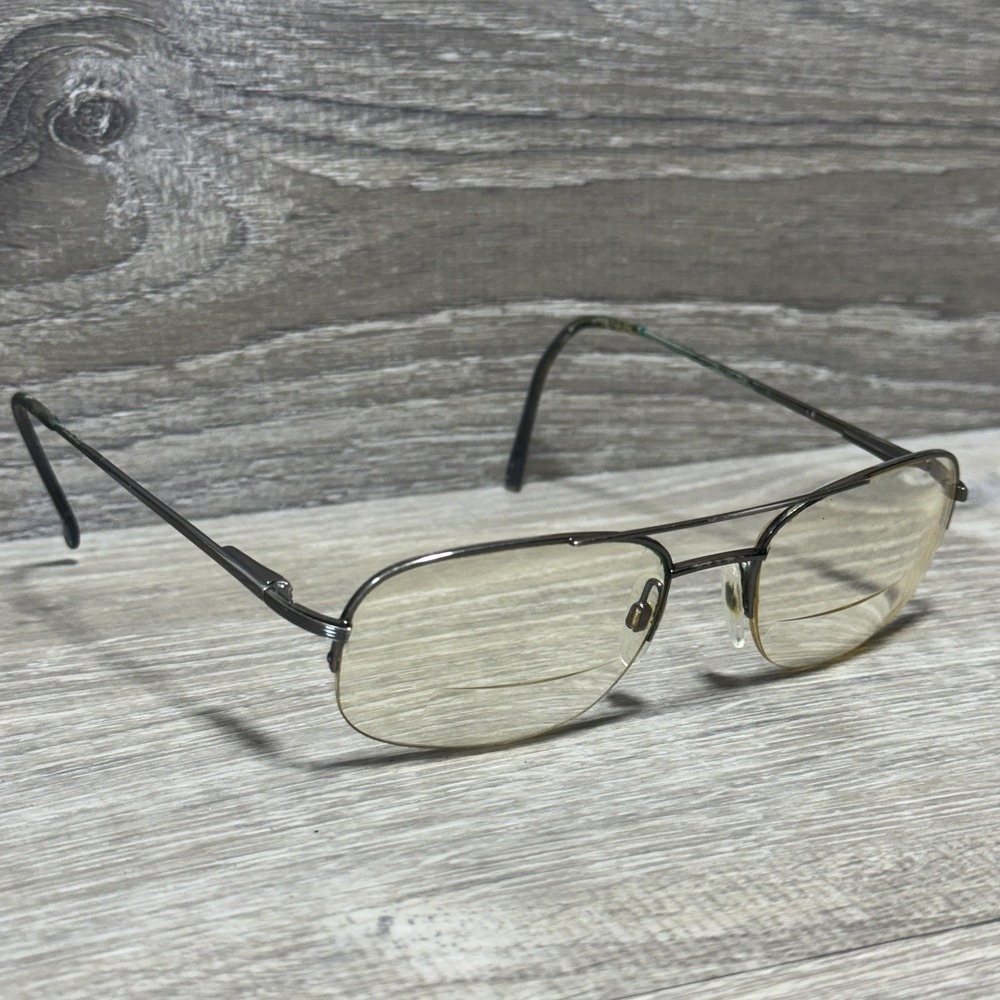 Stetson 8 Eyeglasses Frames Mens Gunmetal Rectangular Metal Half Rim RX Ready
